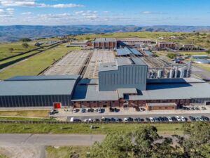 Aerial view of AVI Products pet food manufacturing facility in South Africa.
